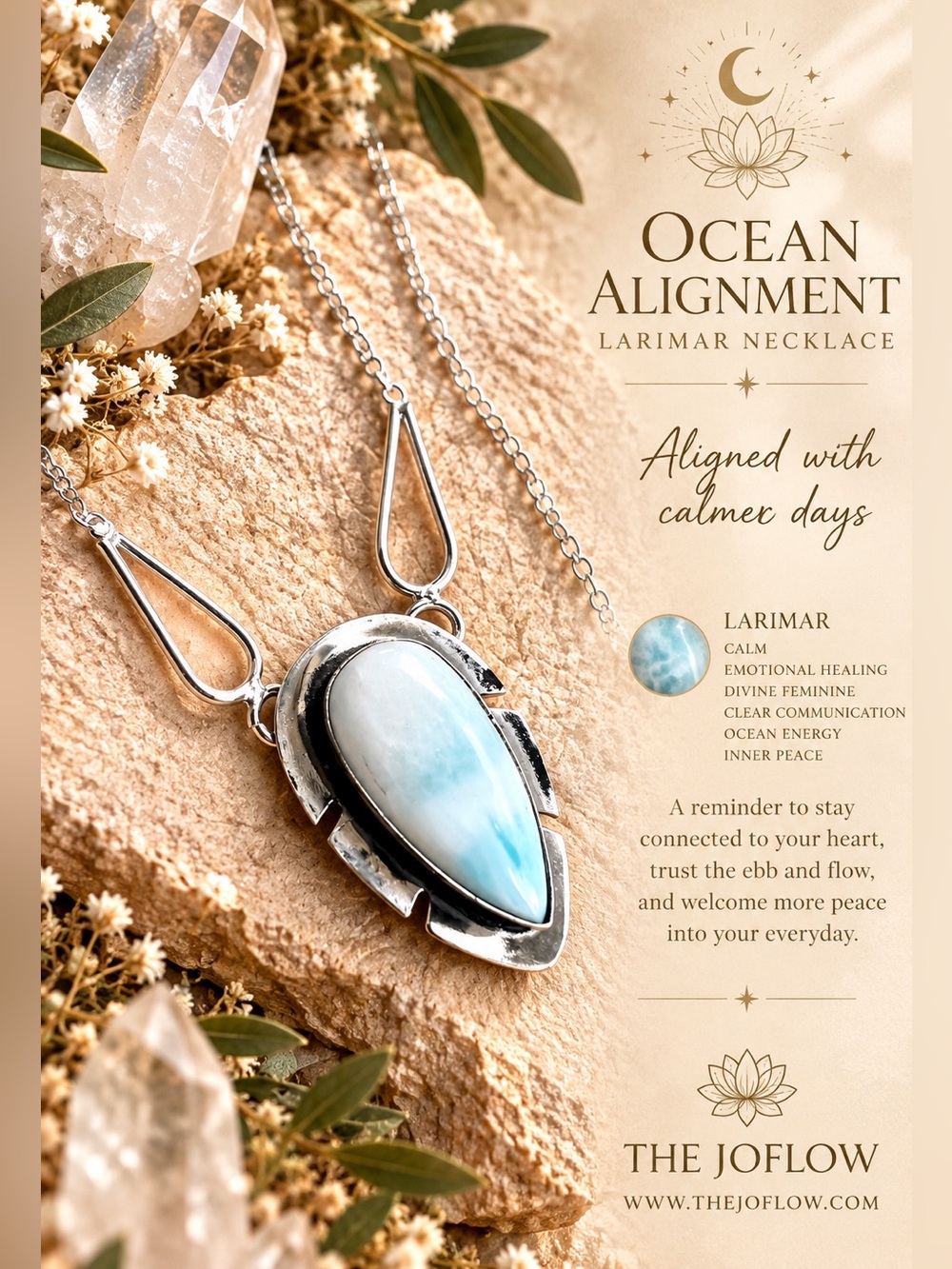 925 Peaceful Sea Caribbean LARIMAR Pendant Necklace